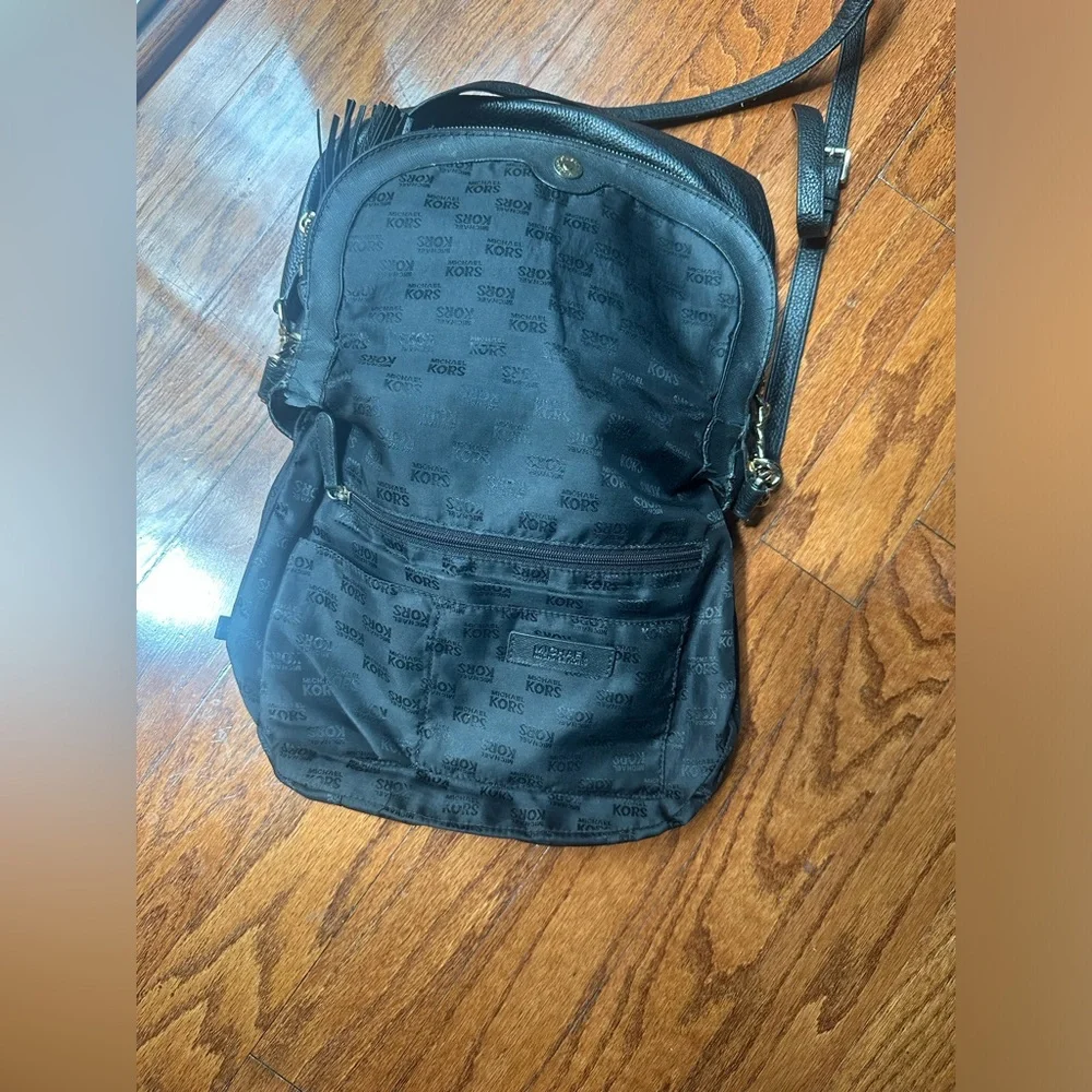 Michael Kors Black Leather Shoulder Hobo with Tassel